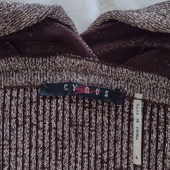 Cyrus Metallic Gold/Black Cowl Neck Special Occasion Top SzL EUC - Picture 7 of 12